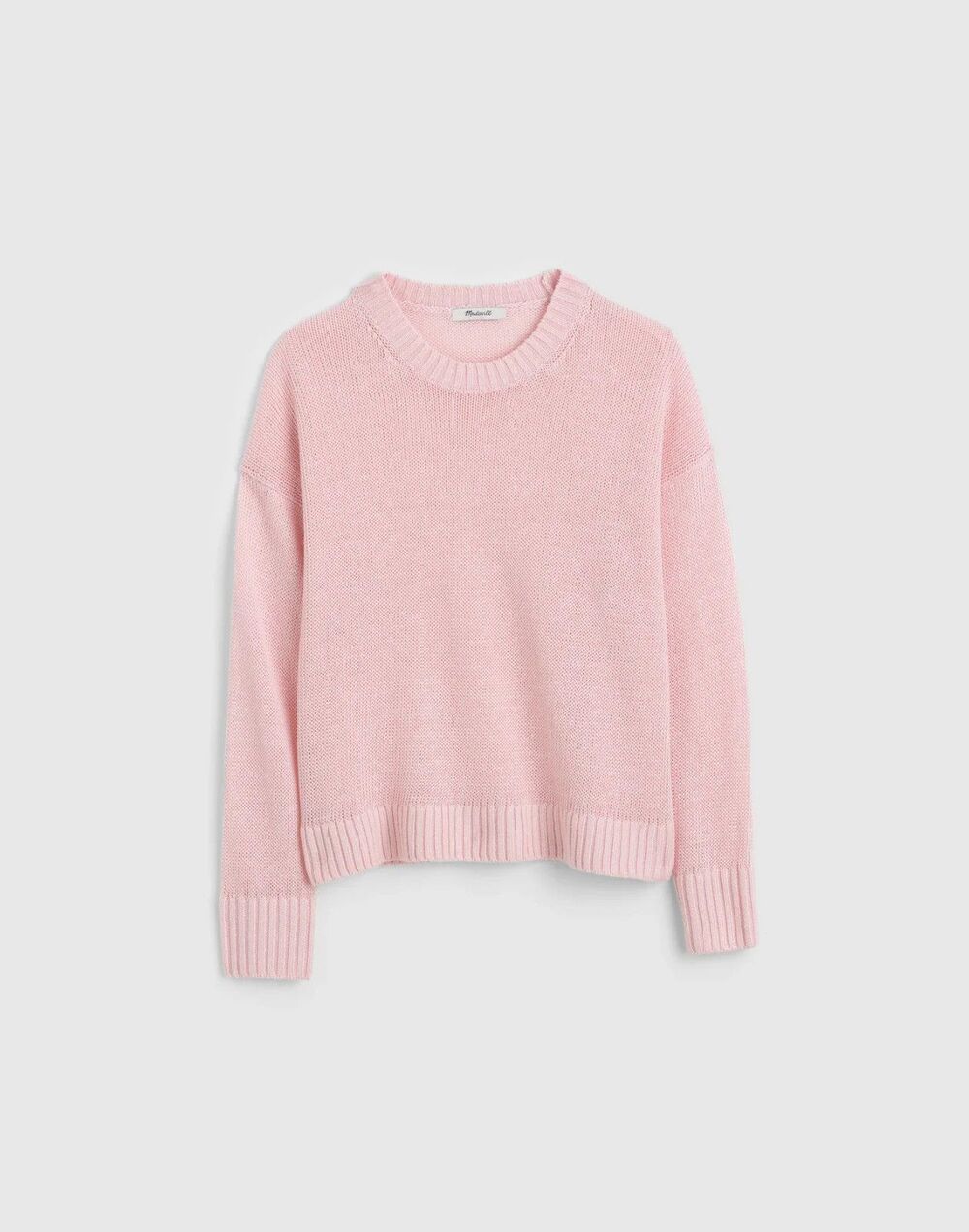 Madewell Linen Drop-Shoulder Sweater Womens Small Pink Blush Crop Pullover NWT - Picture 8 of 11